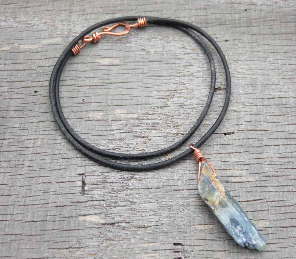 Kyanite & Leather Necklace 17